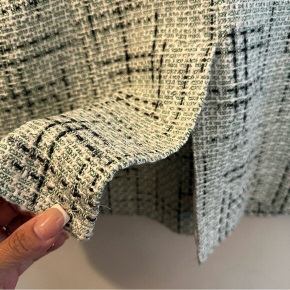 Anthropologie Maeve Tweed Vest Green with Black Plaid Pattern Size 14 - Picture 7 of 11